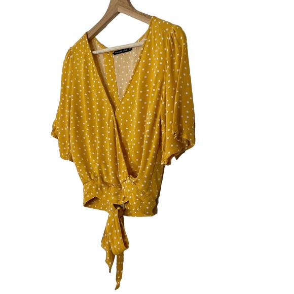 Abercrombie & Fitch Polka Dot Surplice Tie Back Blouse - Picture 5 of 8